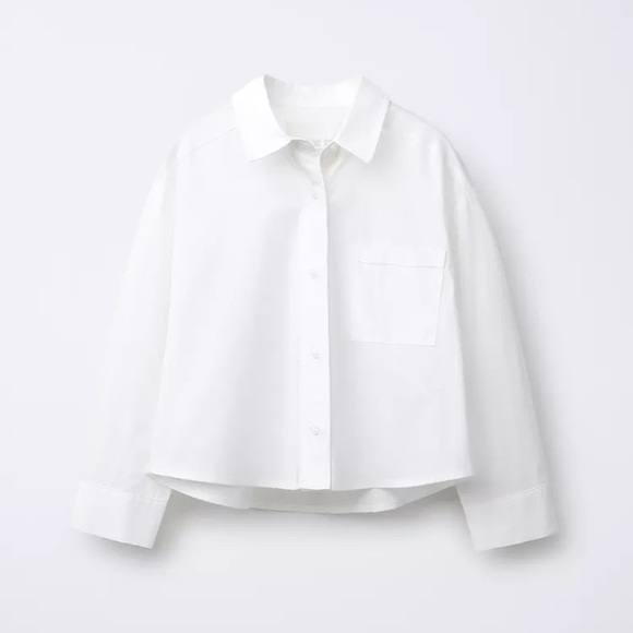 ZARA Poplin Shirt White Pocket Long Sleeve Shirt Size Small - Picture 1 of 5